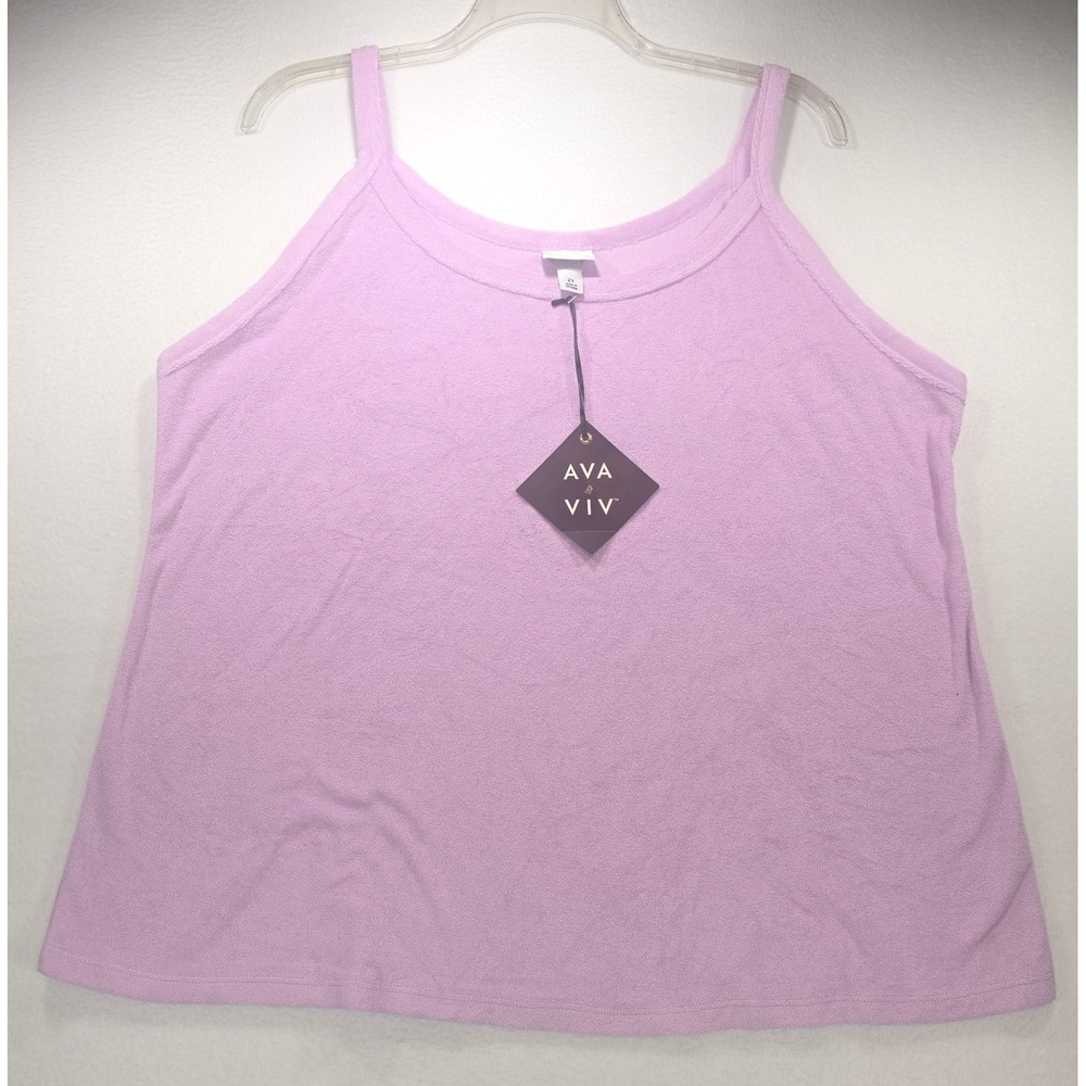 Ava & Viv Lavender Purple Terry Cloth Tank Top 2X NWT